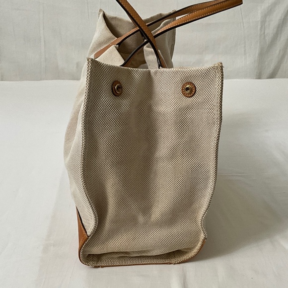 TORY BURCH Canvas & Leather Ella Tote Beige Natural - Picture 5 of 16